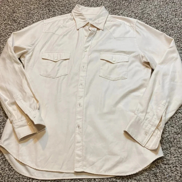 Caliban 820 Organic Cotton Cream Button Down Shirt - Picture 6 of 6